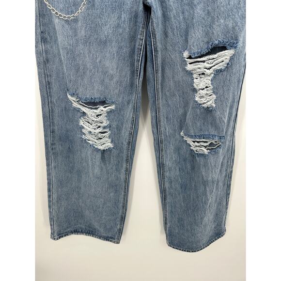 Hot Topic Women Loose Fit Grunge Jeans Size 11 Light Wash Distressed Cotton - Picture 3 of 7